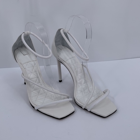 Schutz Gaiah ankle strappy sandal shoe stiletto heel white leather new 8.5 - Picture 2 of 8
